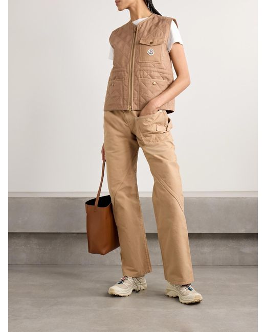 Moncler Brown Vigny Padded Quilted Linen Vest