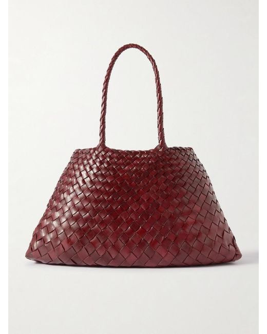 Dragon Diffusion Red Santa Croce Big Woven Leather Tote Bag