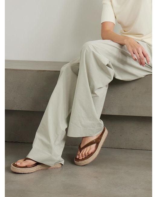 Tongs Plates-Formes Façon Espadrilles En Daim À Ornements Gianvito Rossi en coloris Brown