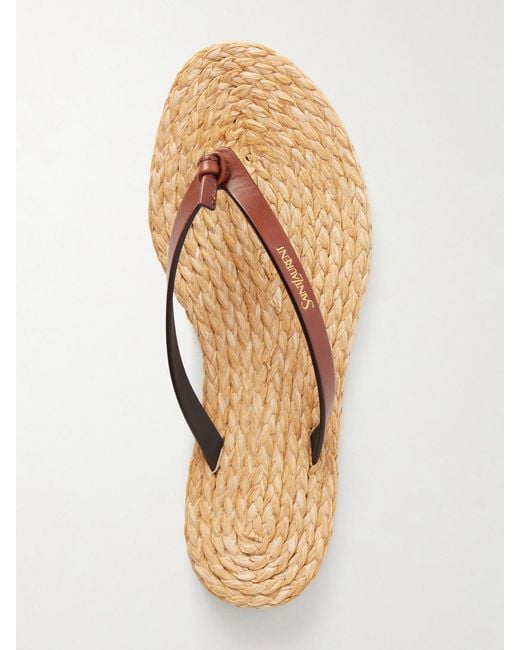 Saint Laurent Natural Pool Knotted Leather Flip Flops
