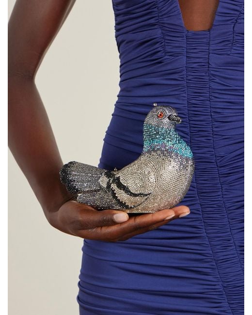Judith Leiber Metallic Pigeon Crystal-Embellished-Tone Clutch