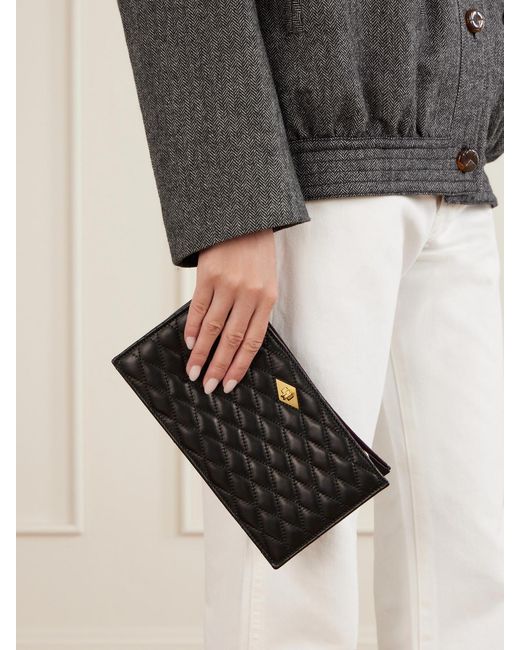 Metier Black Ease Quilted Leather Clutch