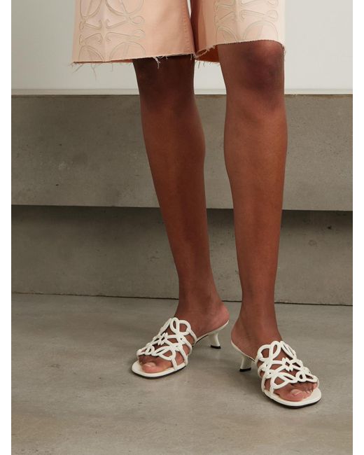 Loewe White Paula's Ibiza Petal Anagram Leather Sandals