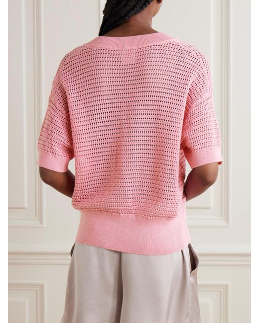 Varley Pink Callie Open-Knit Cotton Top