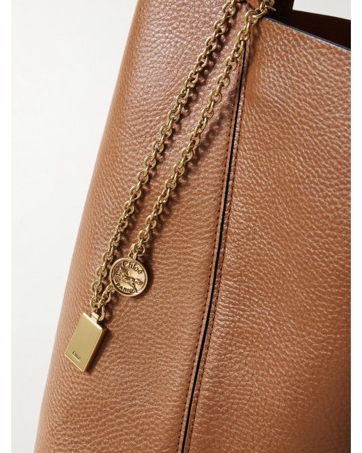 Chloé Brown Spin Tote Aus Strukturiertem Leder Mit Verzierung