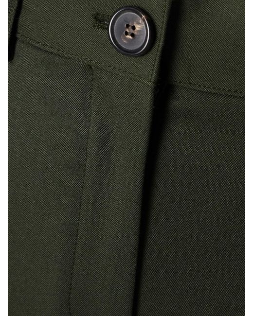 Veronica de Piante Green Avery Grain De Poudre Wool Wide-Leg Pants
