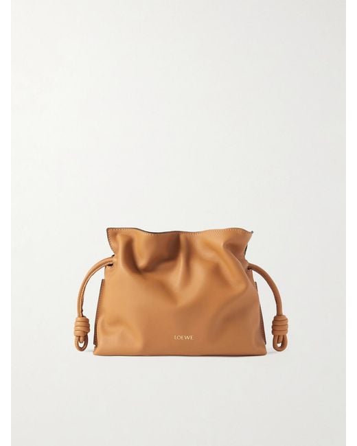 Loewe Brown Flamenco Mini Leather Clutch