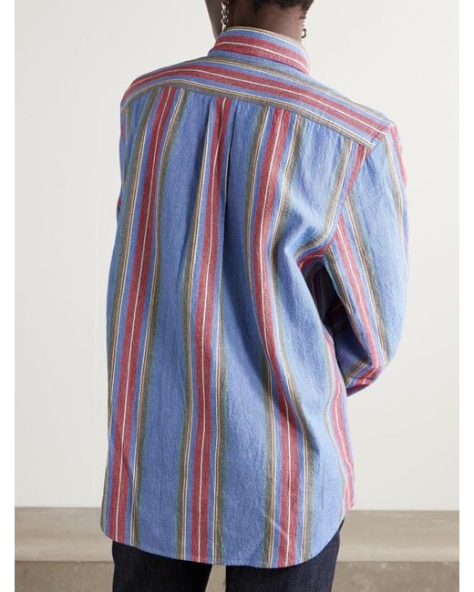 Aimé Leon Dore Blue Striped Cotton Oxford Shirt