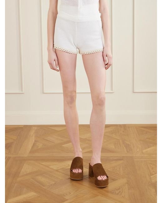 Stella McCartney White Crochet-Trimmed Cotton Shorts