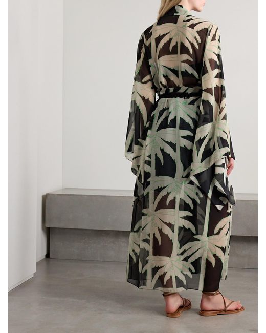 Johanna Ortiz Black The Passing Storm Printed Recycled-Georgette Robe