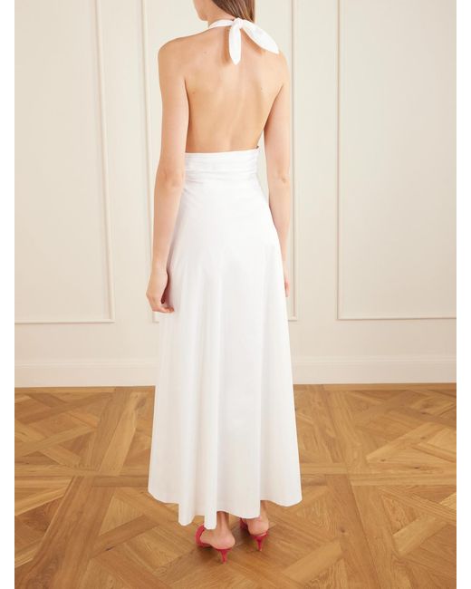 BERNADETTE White Marilyn Organic Cotton-Blend Poplin Halterneck Maxi Dress