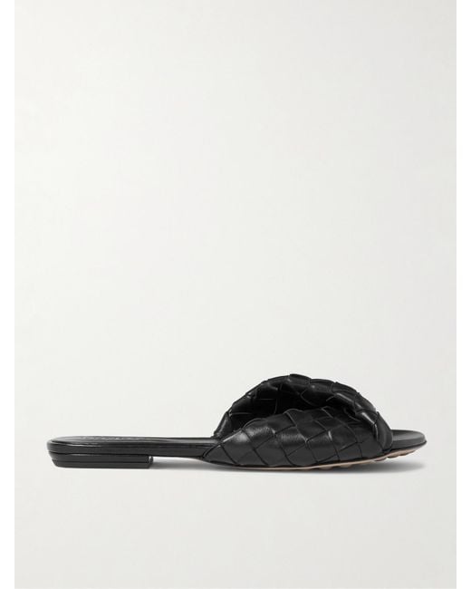 Bottega Veneta Black Blink Intrecciato Leather Slides