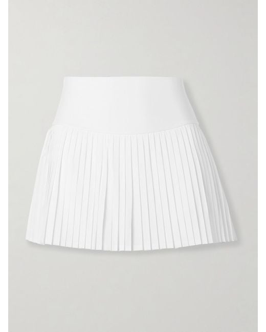 Alo Yoga White Grand Slam Tennis-Rock Aus Airlift-Material Mit Plissee