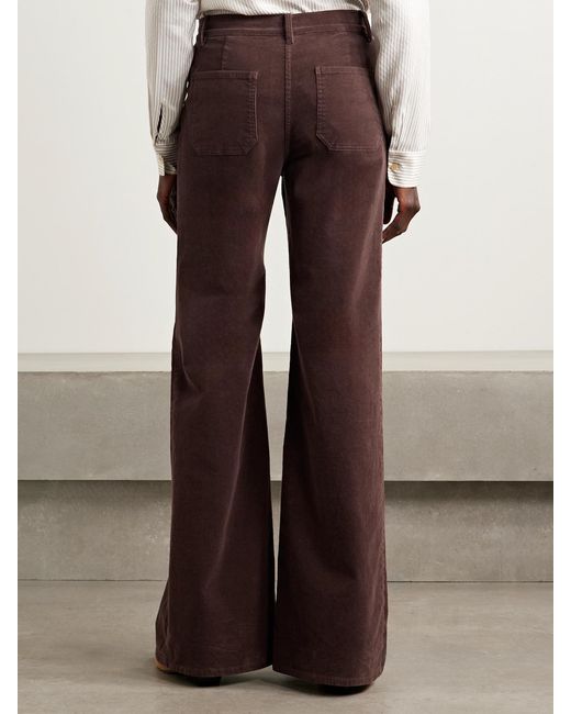 Nili Lotan Purple Florence Cotton-Blend Corduroy Flared Pants