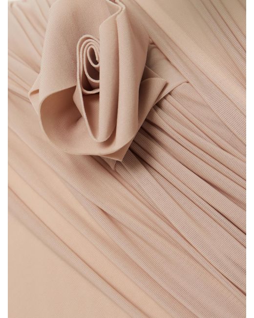 Maygel Coronel White Neckholder-Maxikleid Aus Gerafftem Stretch-Jersey Mit Applikationen