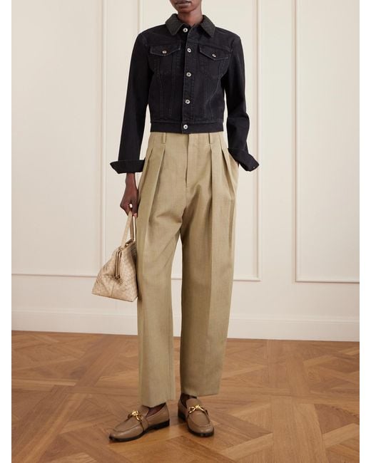 Bottega Veneta Black Intrecciato Leather-Trimmed Denim Jacket
