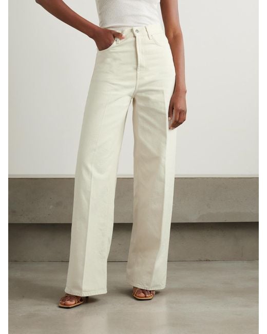 Totême Natural Pleated High-Rise Wide-Leg Organic Jeans