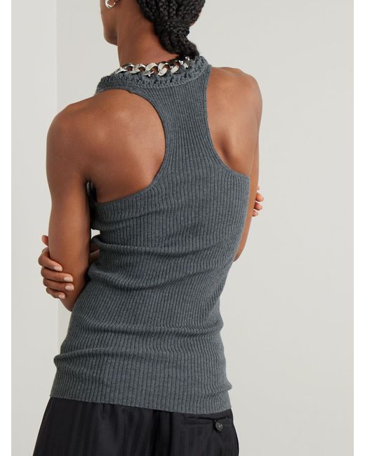 Stella McCartney Falabella Chain-Embellished Ribbed Wool-Blend