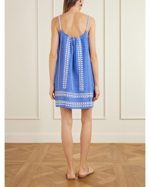Lemlem Blue Zine Cotton-Gauze Mini Dress