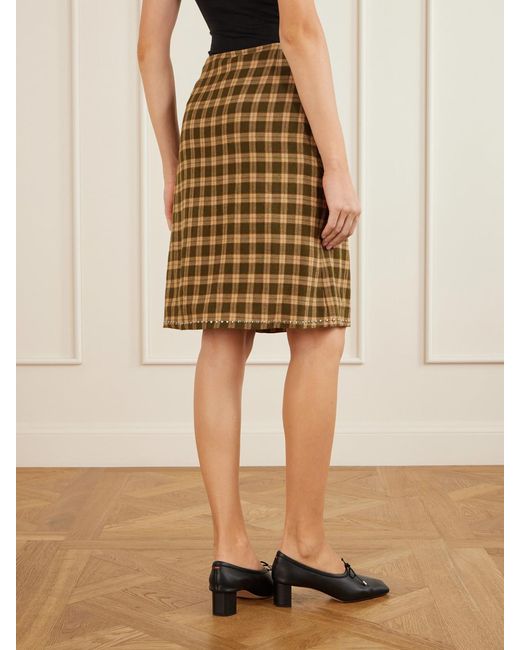 Wales Bonner Metallic Cosmic Frayed Studded Checked Flannel Mini Skirt