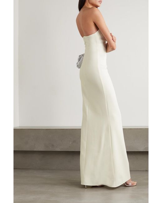 Safiyaa White Strapless Crepe Gown