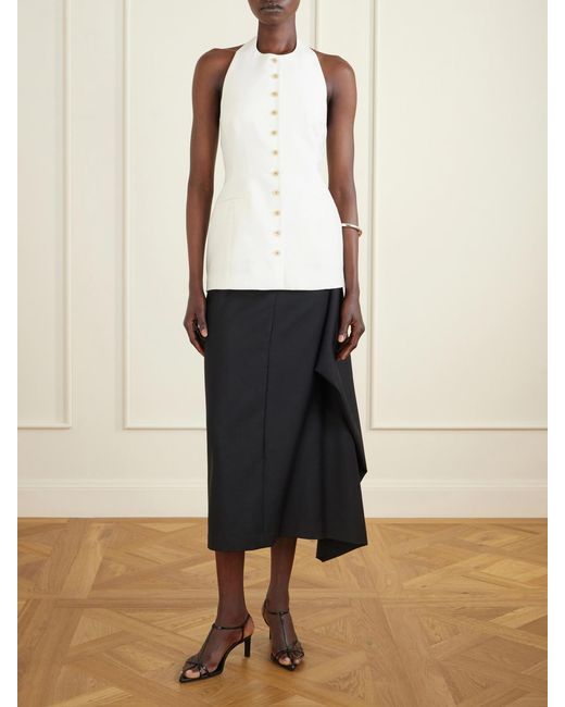 Heirlome Blue Augusta Wool And Silk-Blend Faille Midi Skirt