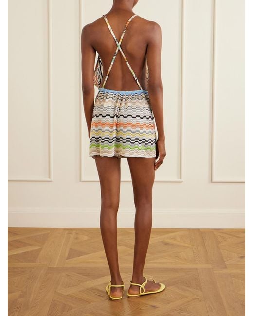 Missoni Natural Mare Striped Crochet-Knit Playsuit
