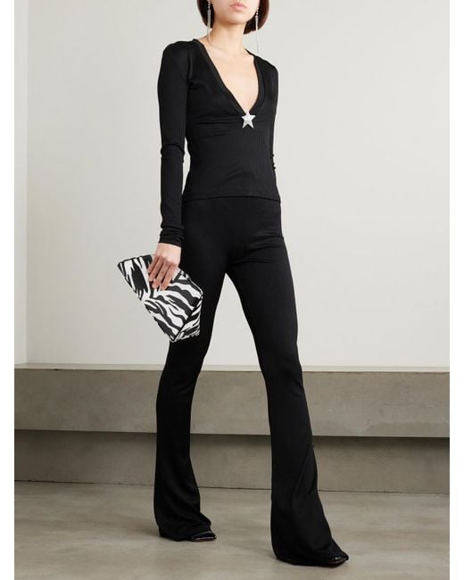 Area Black Oberteil Aus Geripptem Jersey Mit Verzierung