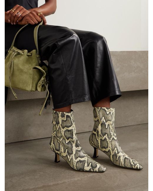 Aeyde Natural Elina Snake-Effect Leather Ankle Boots