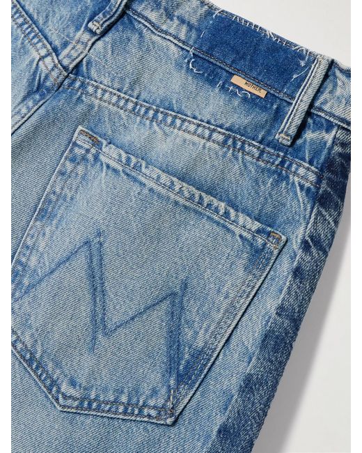 Mother Blue The Pipe Dream Button Sneak Fray Hoch Sitzende Jeans Mit Weitem Bein Und Distressed-Details