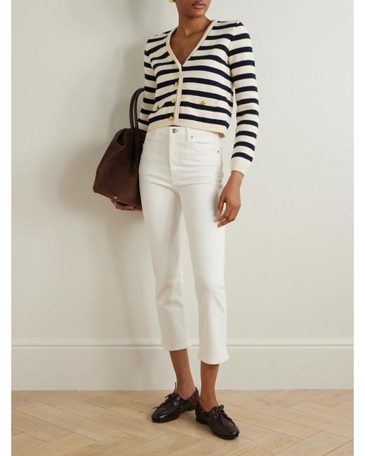 FRAME White The Pencil Verkürzte, Hoch Sitzende Jeans Mit Schmalem Bein