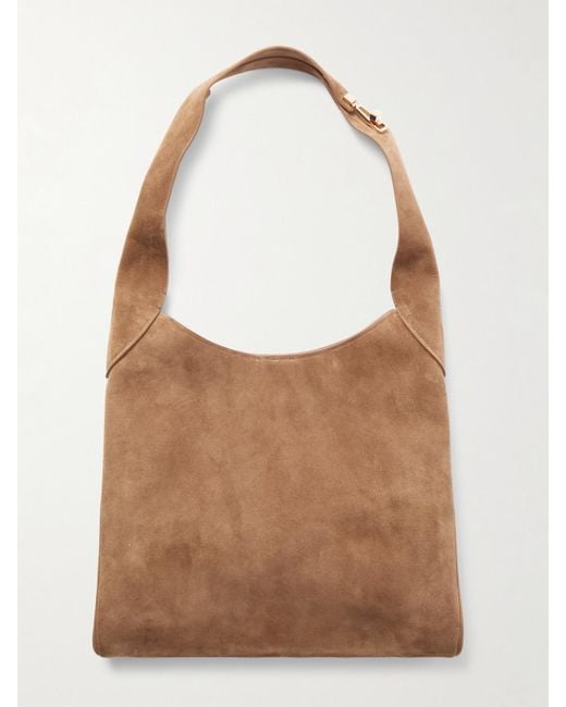 Gabriela Hearst Brown Kleine Schultertasche Aus Veloursleder