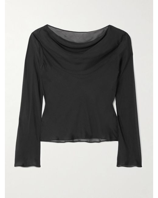 Sir Black Strobe Oberteil Aus Seidenchiffon Mit Raffungen