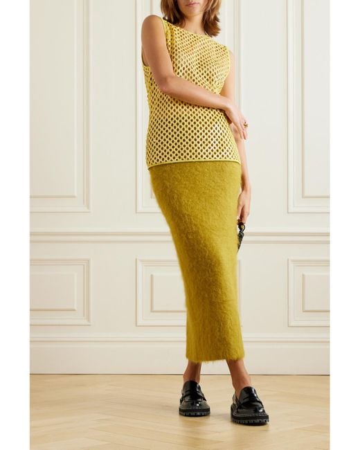 Zankov Yellow Dushka Sequined Open-Knit Top