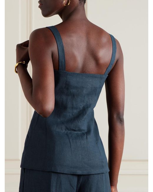 Faithfull The Brand Blue Corbiere Linen Top