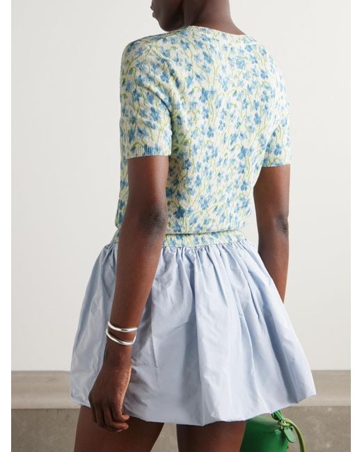 Loewe Blue T-Shirt Aus Einer Baumwollmischung Mit Blumenprint Und Stickerei