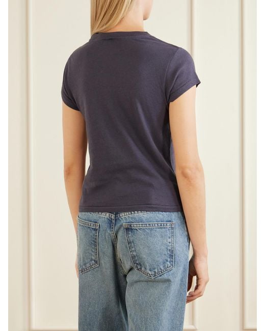 Sporty & Rich Blue Printed Garment-Dyed Cotton-Jersey T-Shirt