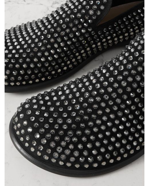 J.W. Anderson Black Crystal-Embellished Suede Loafers