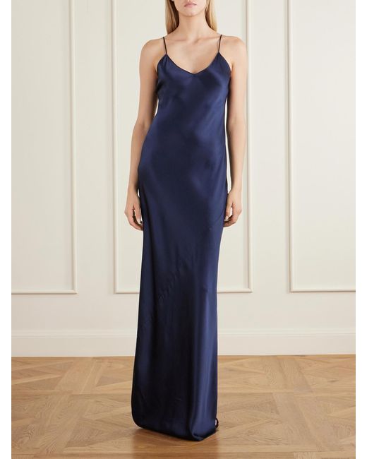 Nili Lotan Blue Cami Silk-Satin Gown