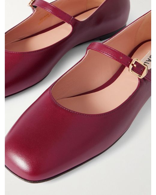 Bally Red Belkys Leather Mary Jane Ballet Flats