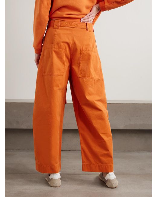 Jamie Haller Orange The Karate Cropped Belted Cotton-Twill Wide-Leg Pants