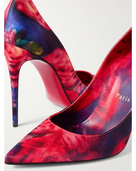 Christian Louboutin Pink Kate 100 Floral-Print Satin-Crepe Pumps