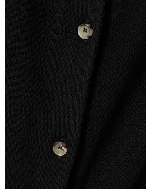 Khaite Black Finn Cropped Merino Wool Cardigan