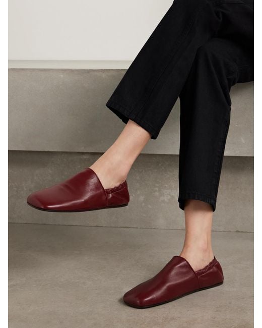Khaite Red Banks Leather Loafers