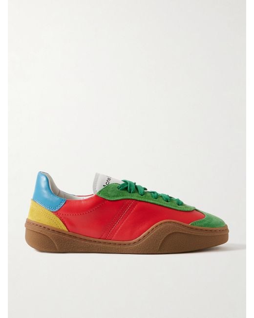 Acne Green Sneakers Aus Veloursleder Und Leder