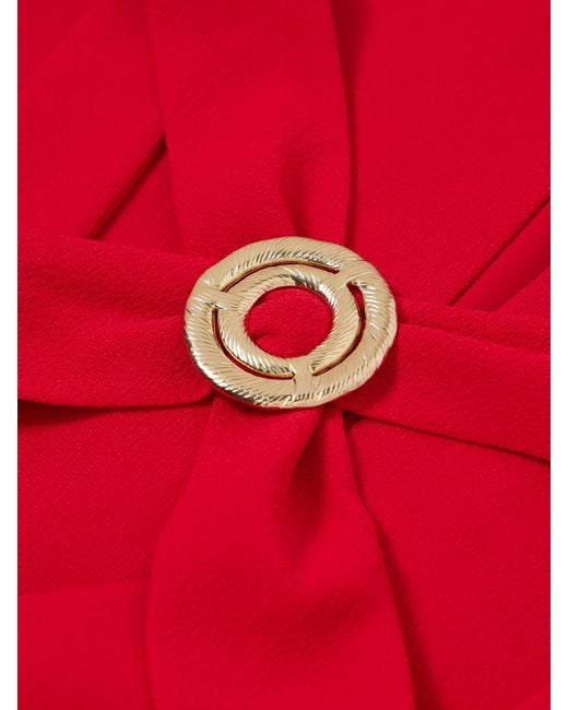 Rebecca Vallance Red Cameron Embellished Crepe Midi Dress