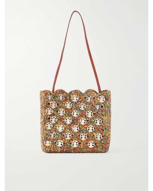 Rabanne White 1969 Embellished Raffia Shoulder Bag
