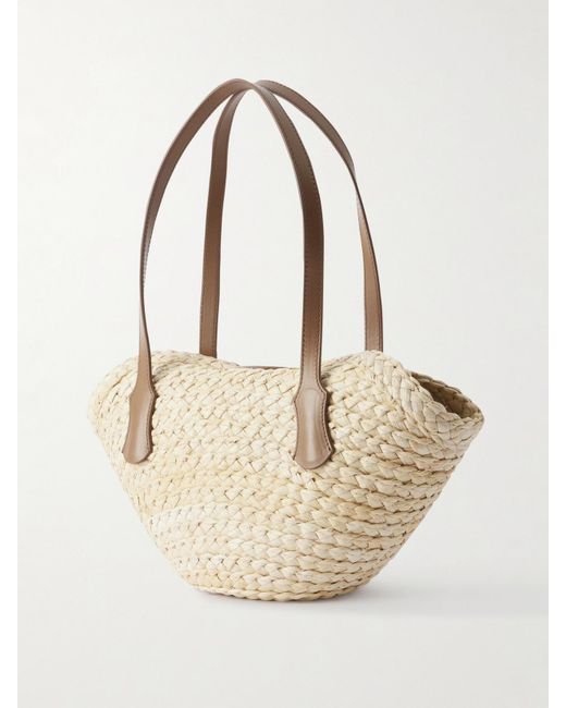 Dolce & Gabbana Natural Schultertasche Aus Raffiabast Mit Lederbesätzen