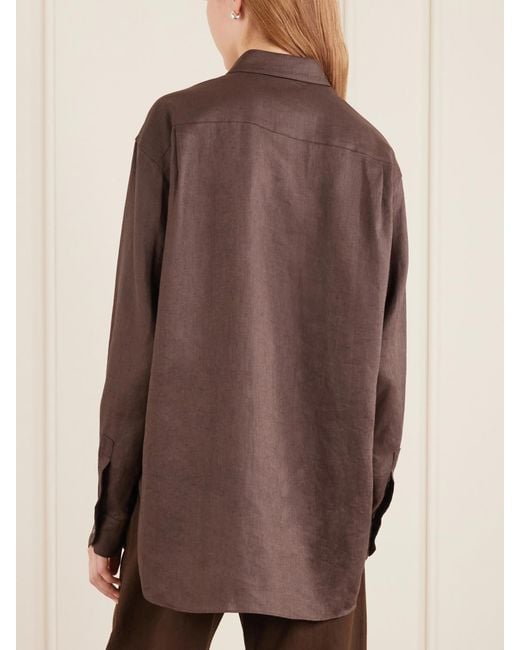 Ssstein Brown Oversized Linen Shirt