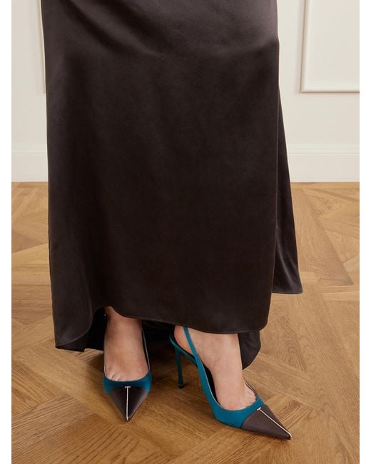 Tom Ford Blue 105 Crystal-Embellished Satin Slingback Pumps